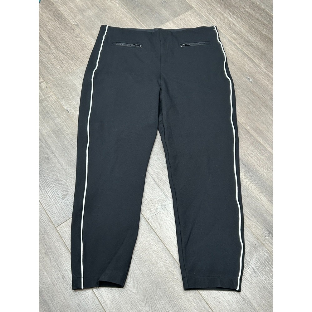 Spanx Pants Womens XL Petite Black Stretch‎ Slim Ankle Side Stripe Office Work